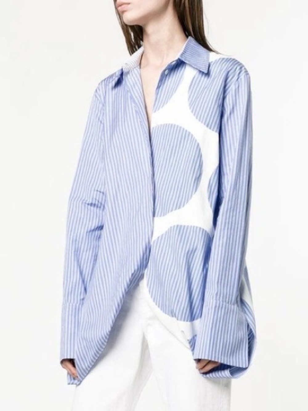 Stella McCartney Blue Stripe Abstract Print Shirt Sz 42/US 8